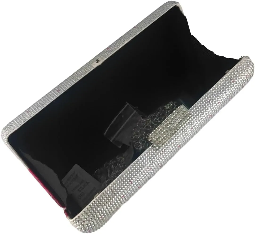 Boutique De FGG Crystal Evening Bags for Women Formal Party Box Clutch Wedding Rhinestone Handbags Bridal Clutch Purse,Mini