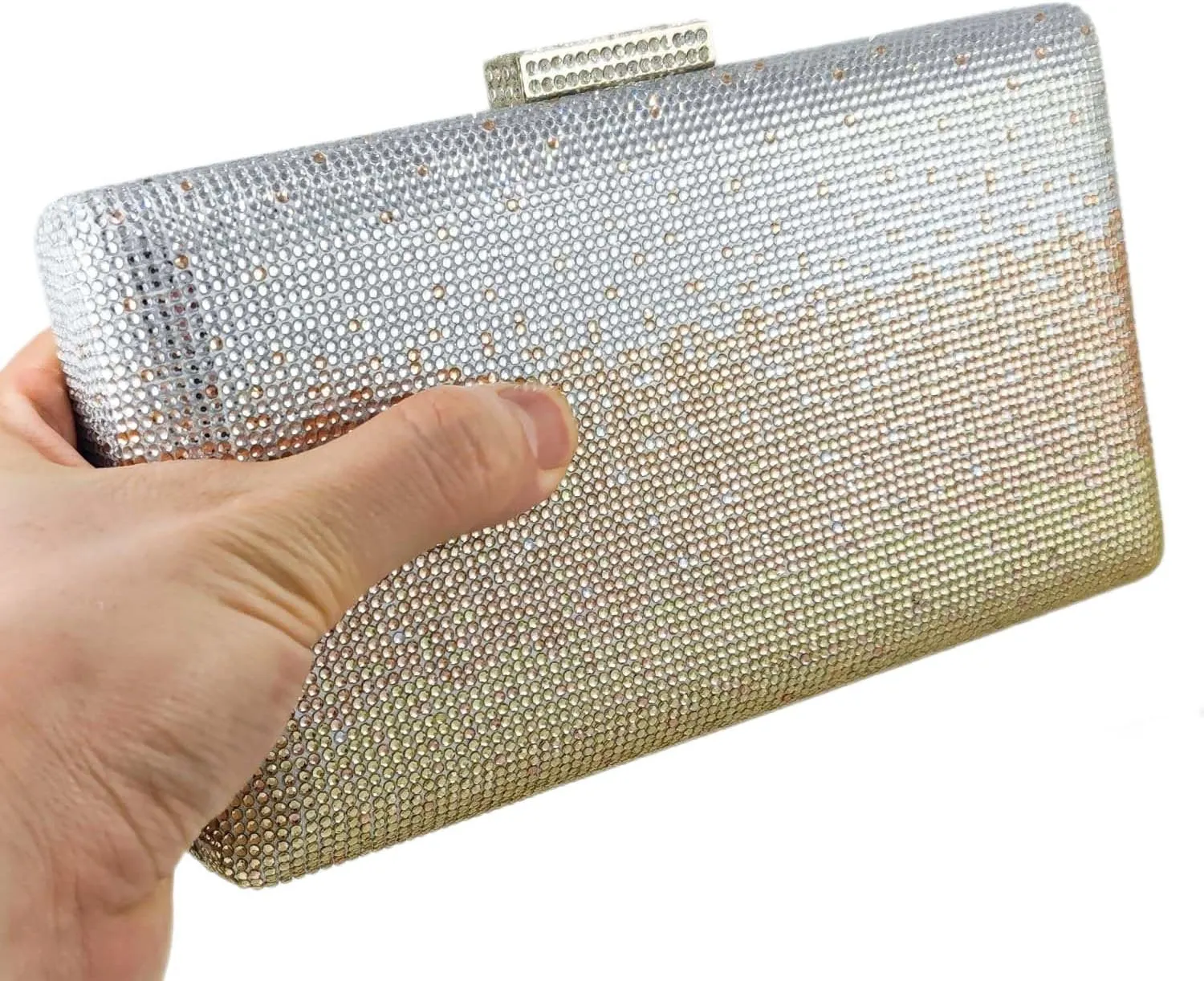 Boutique De FGG Crystal Evening Bags for Women Formal Party Box Clutch Wedding Rhinestone Handbags Bridal Clutch Purse,Mini