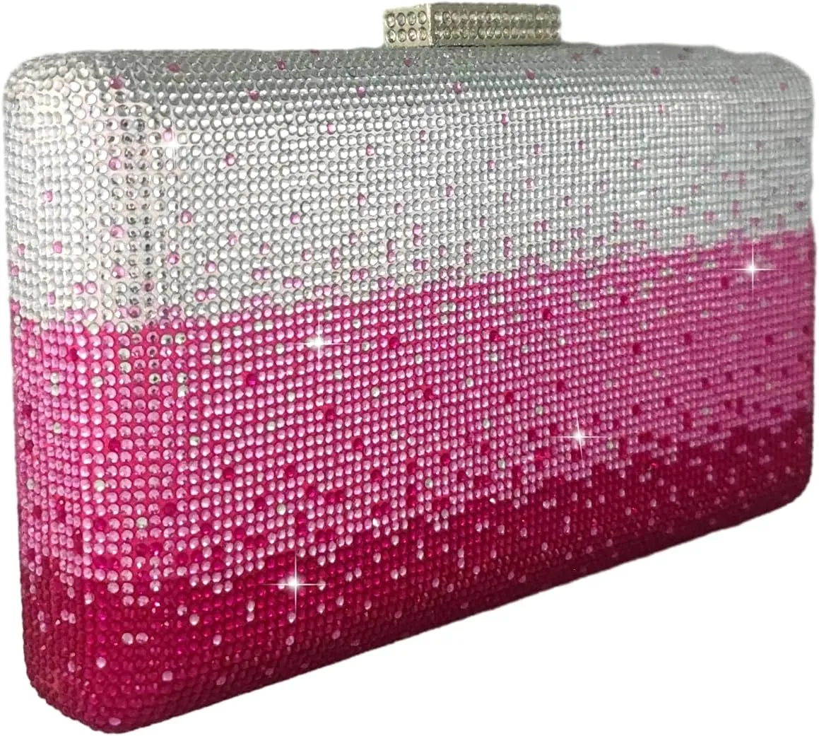 Boutique De FGG Crystal Evening Bags for Women Formal Party Box Clutch Wedding Rhinestone Handbags Bridal Clutch Purse,Mini