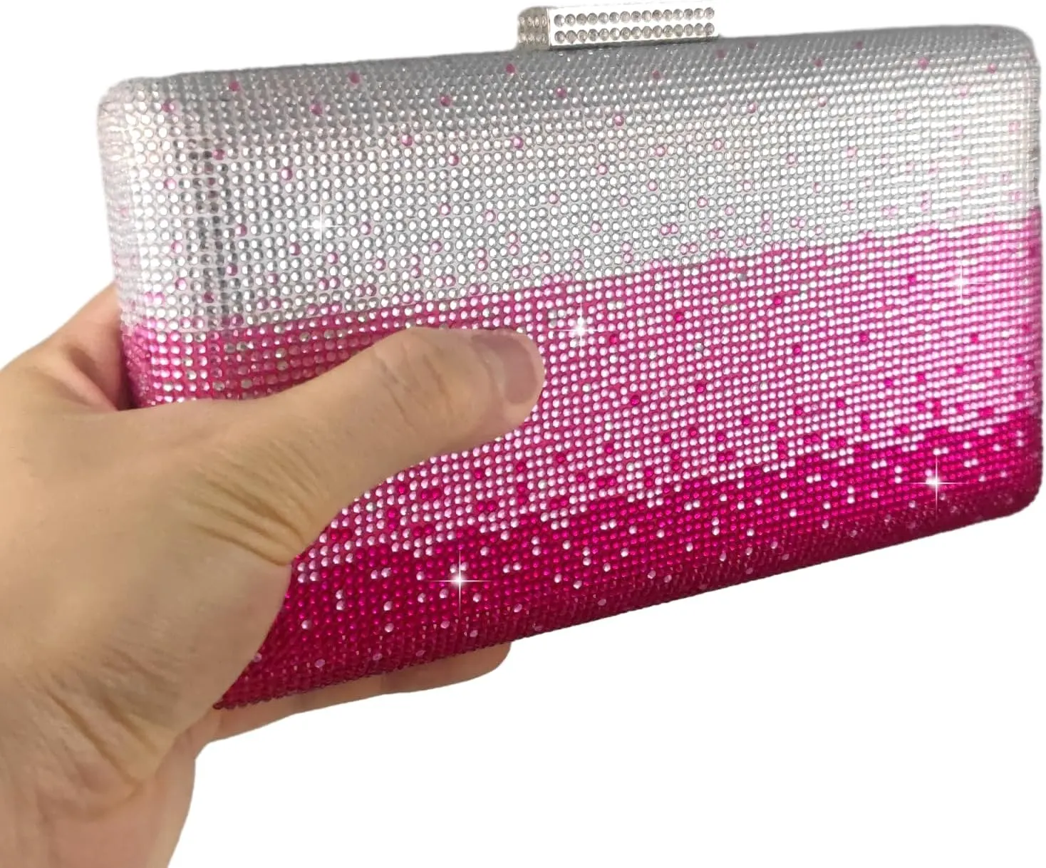 Boutique De FGG Crystal Evening Bags for Women Formal Party Box Clutch Wedding Rhinestone Handbags Bridal Clutch Purse,Mini