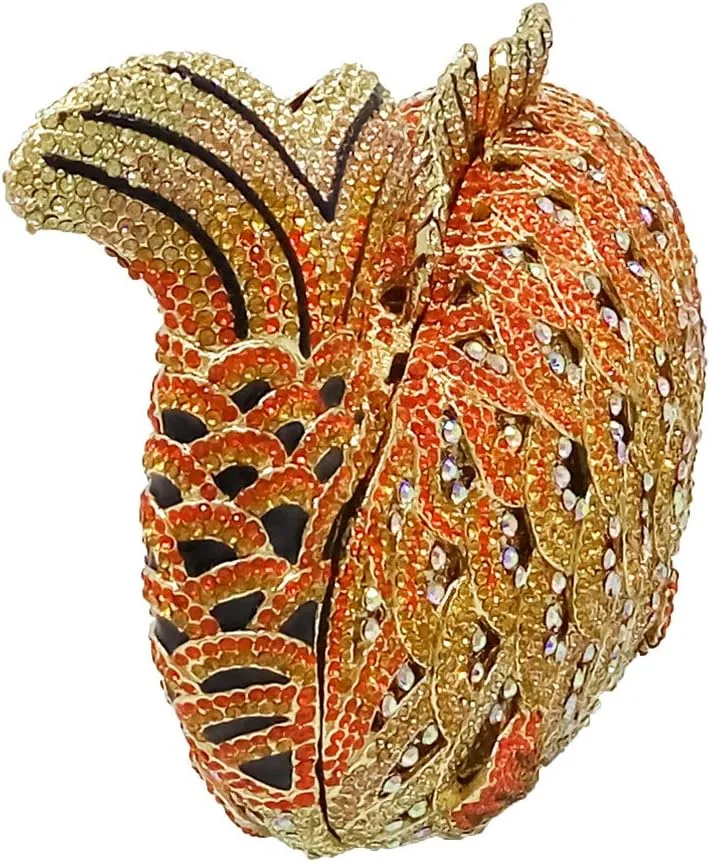 Boutique De FGG Fish Rhinestone Clutch Purses for Women Formal Evening Bags Prom Purse Wedding Party Crystal Clutch Bag,Mini