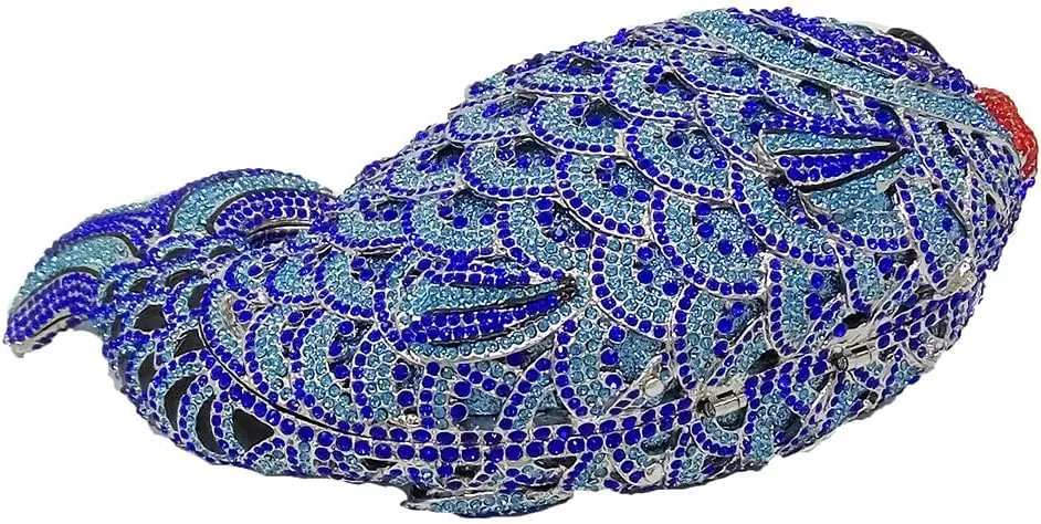 Boutique De FGG Fish Rhinestone Clutch Purses for Women Formal Evening Bags Prom Purse Wedding Party Crystal Clutch Bag,Mini