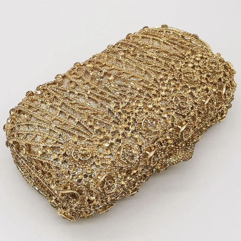 Boutique De FGG Flower Clutch Purse for Women Crystal Clutch Evening Bags Formal Party Rhinestone Purses and Handbags,Mini