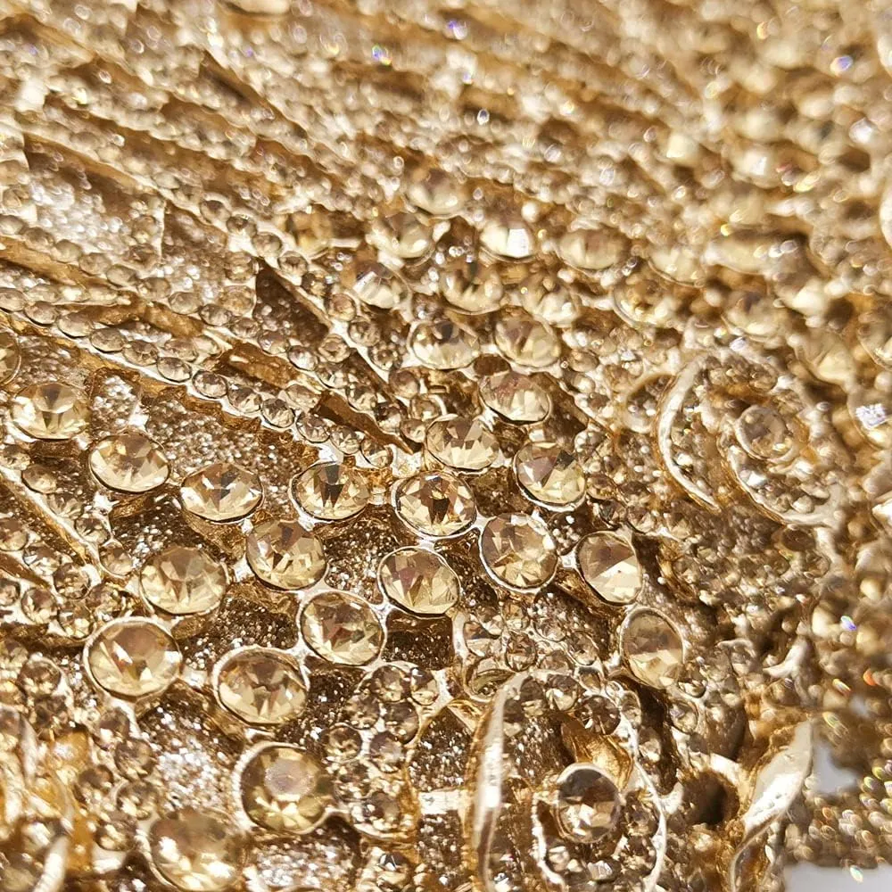 Boutique De FGG Flower Clutch Purse for Women Crystal Clutch Evening Bags Formal Party Rhinestone Purses and Handbags,Mini