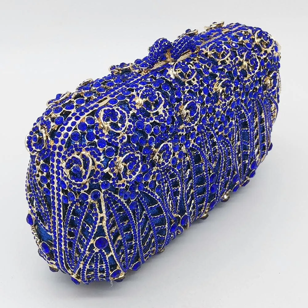 Boutique De FGG Flower Clutch Purse for Women Crystal Clutch Evening Bags Formal Party Rhinestone Purses and Handbags,Mini