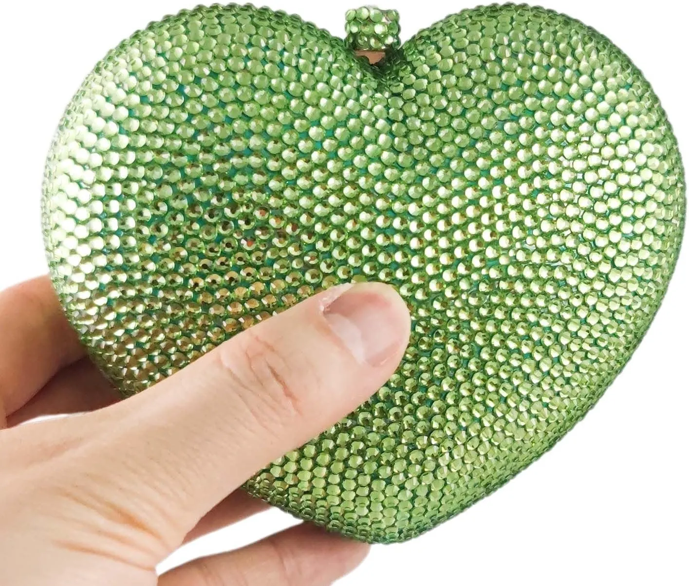 Boutique De FGG Heart Clutch Purses for Women Formal Crystal Evening Bags Rhinestone Clutch Party Minaudiere Handbag,Mini