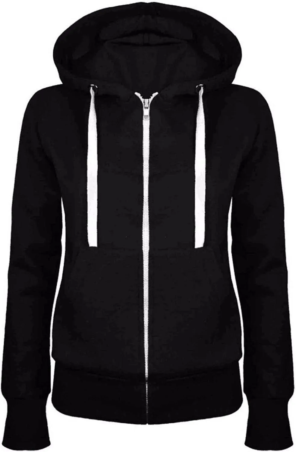 BOXIACEY Fleece Hoodie Women Zip Up Drawstring Jacket Long Sleeve Lightweight Hoodie Casual Hooded Jacket with Pockets