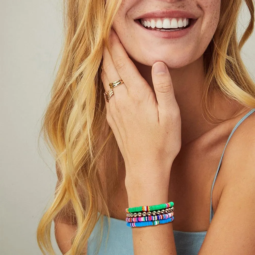 Bracelets for Women Stackable Clay Beaded Stretch Bracelets Elastic Layering Friendship Bohemian Bracelets Set Summer Beach Jewewlry