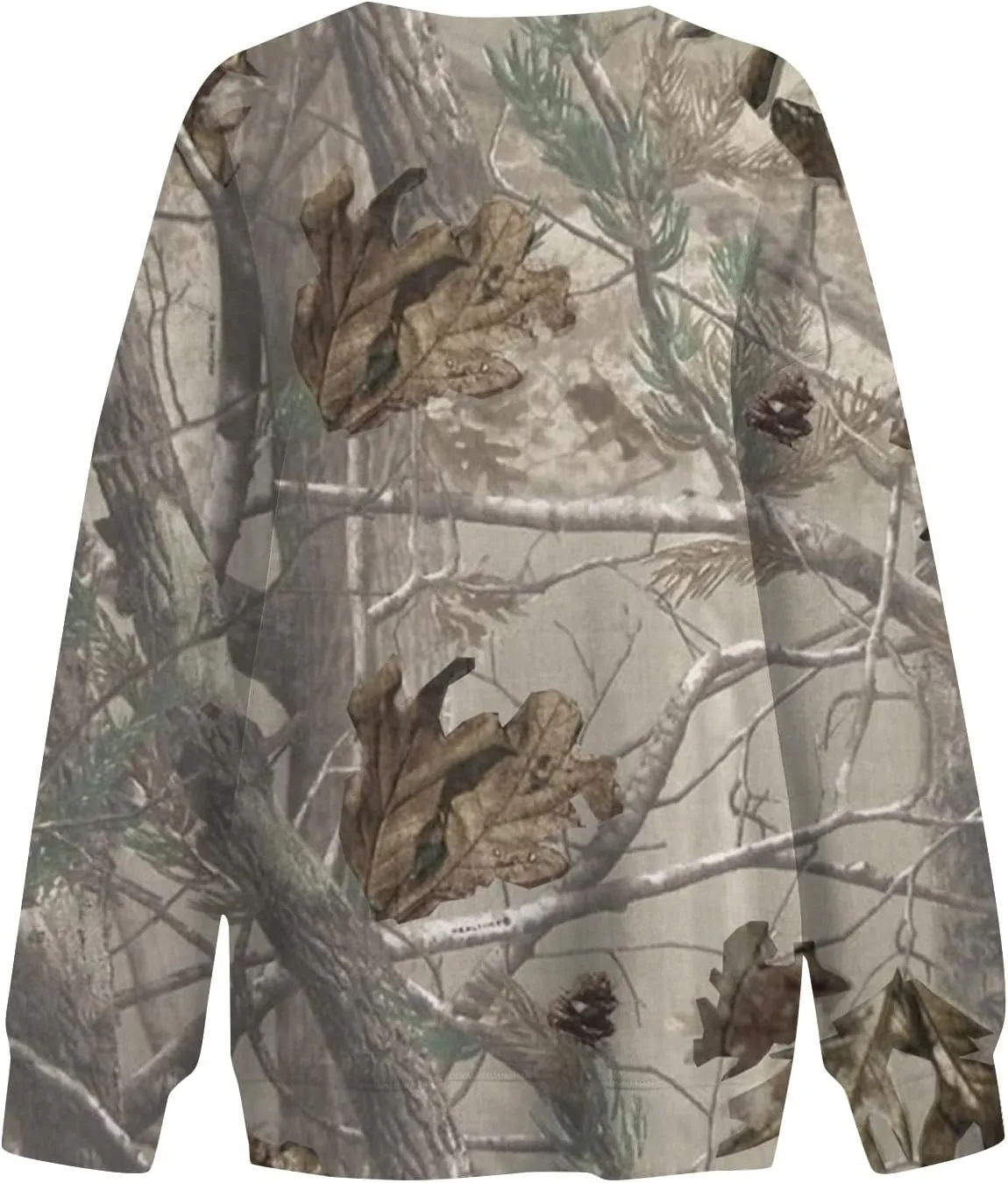 Camo Sweatshirt for Women Maple-Leaf Print Camo Crewneck Sweatshirts Long Sleeve Oversized Sweater Pullover Casual Tops