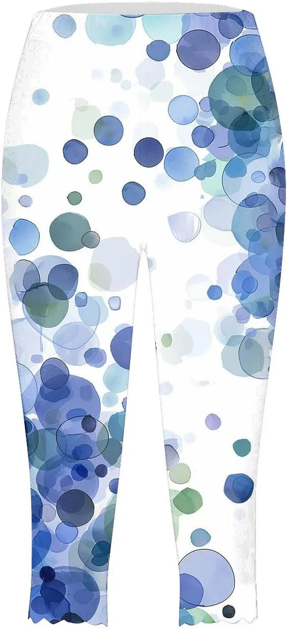 Capri Leggings for Women Floral Print High Waist Capris Pants Tummy Control Knee Length Slim Fit Yoga Trouser 2025