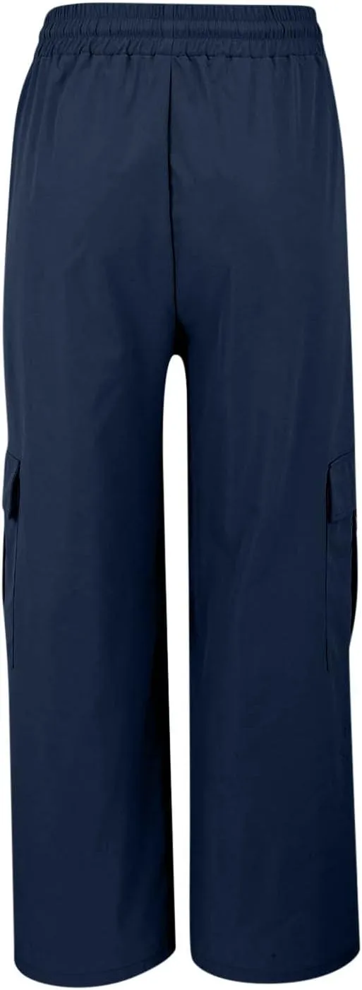 Cargo Pants for Women Wide Leg Casual Athletic Pants Trendy Drawstring Elastic Waist Palazzo Trousers with Pockets
