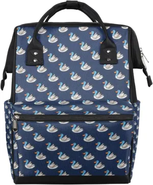 Cartoon Duck Blue Texture Diaper Bag Tote Large Capacity Waterproof with Adjustable Shoulder Strap and Pram Straps Mommy Bag for Hospital Beach Weekender Travel
