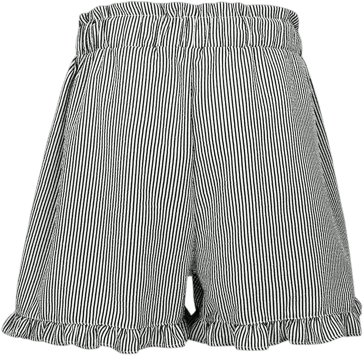 Casual Shorts for Women Summer High Waisted Striped Wide Leg Shorts Loose Fit Ruffled Breathable Comfort Trendy Skorts
