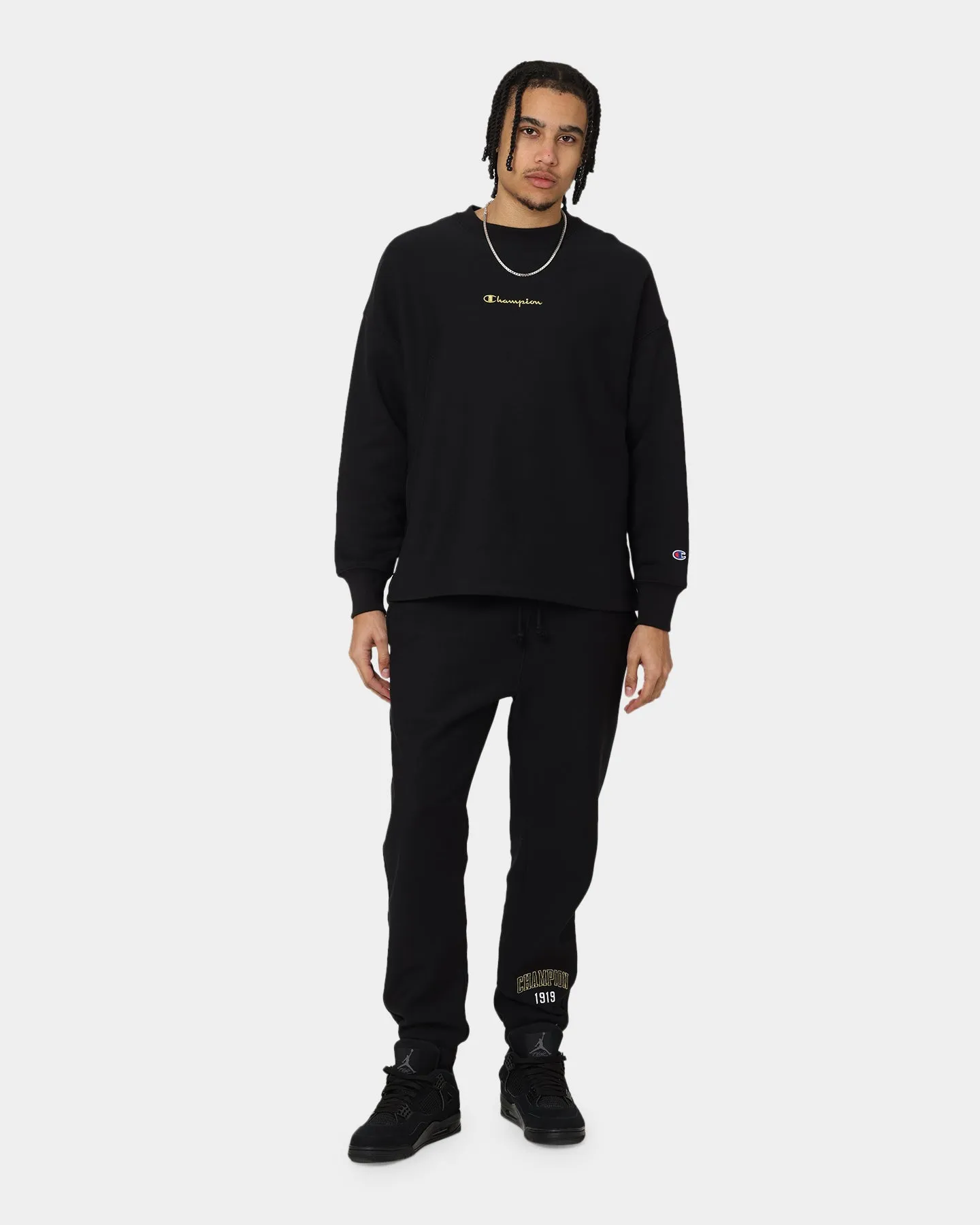 Champion Reverse Weave Relaxed Hem Crewneck Black/Gold