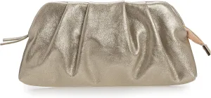 CHARMING TAILOR Chic Soft Vegan Leather Clutch Bag Dressy Pleated PU Evening Purse for Women