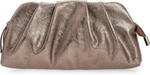 CHARMING TAILOR Chic Soft Vegan Leather Clutch Bag Dressy Pleated PU Evening Purse for Women