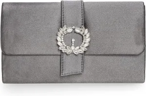 CHARMING TAILOR Evening Bag Diamantes Embellished Satin Clutch Purse for Woman Classy Party Handbag with Beaded Brooch