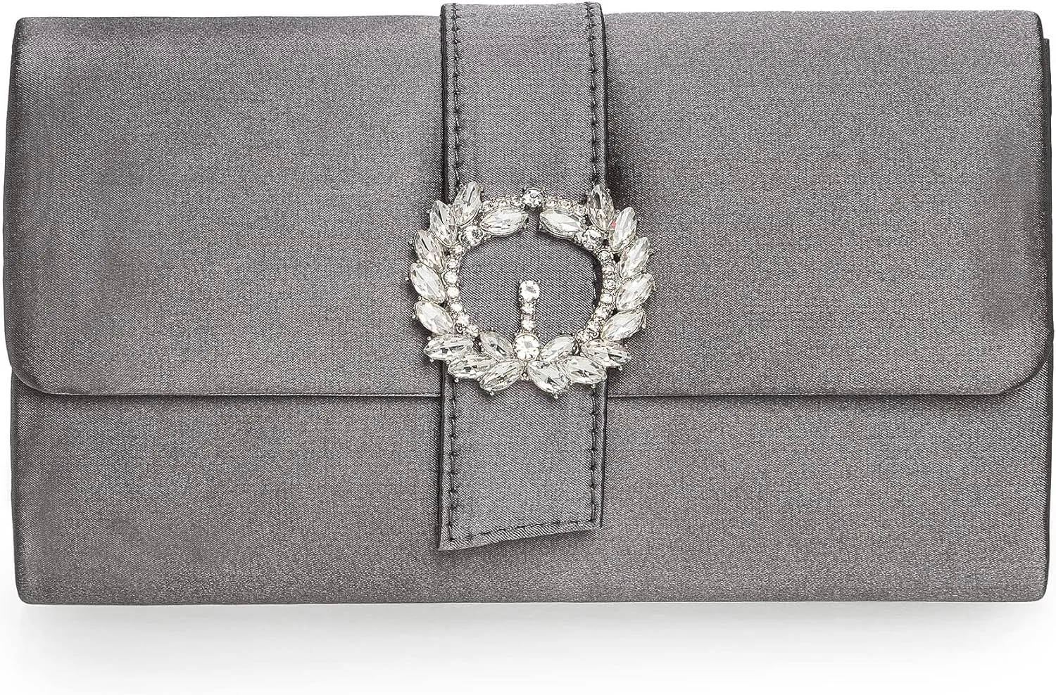 CHARMING TAILOR Evening Bag Diamantes Embellished Satin Clutch Purse for Woman Classy Party Handbag with Beaded Brooch
