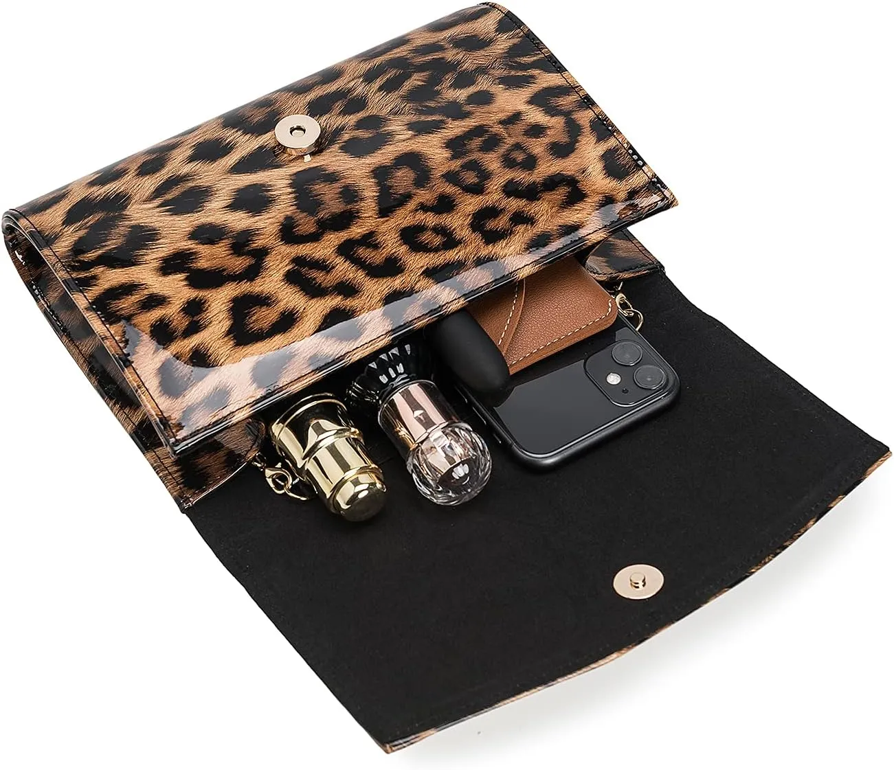 CHARMING TAILOR Patent Leather Flap Clutch Classic Elegant Evening Bag Chic Dress Purse