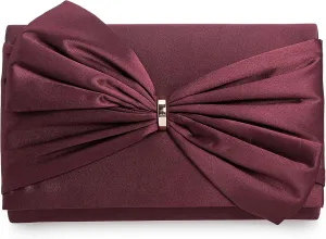 CHARMING TAILOR Satin Bow Formal Bag Women Evening Purse Elegant Clutch Handbag Wedding/Prom/Party