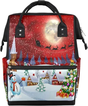 Chrismas Holiday Diaper Bag Tote Large Capacity Waterproof with Adjustable Shoulder Strap and Pram Straps Mommy Bag for Hospital Beach Weekender Travel