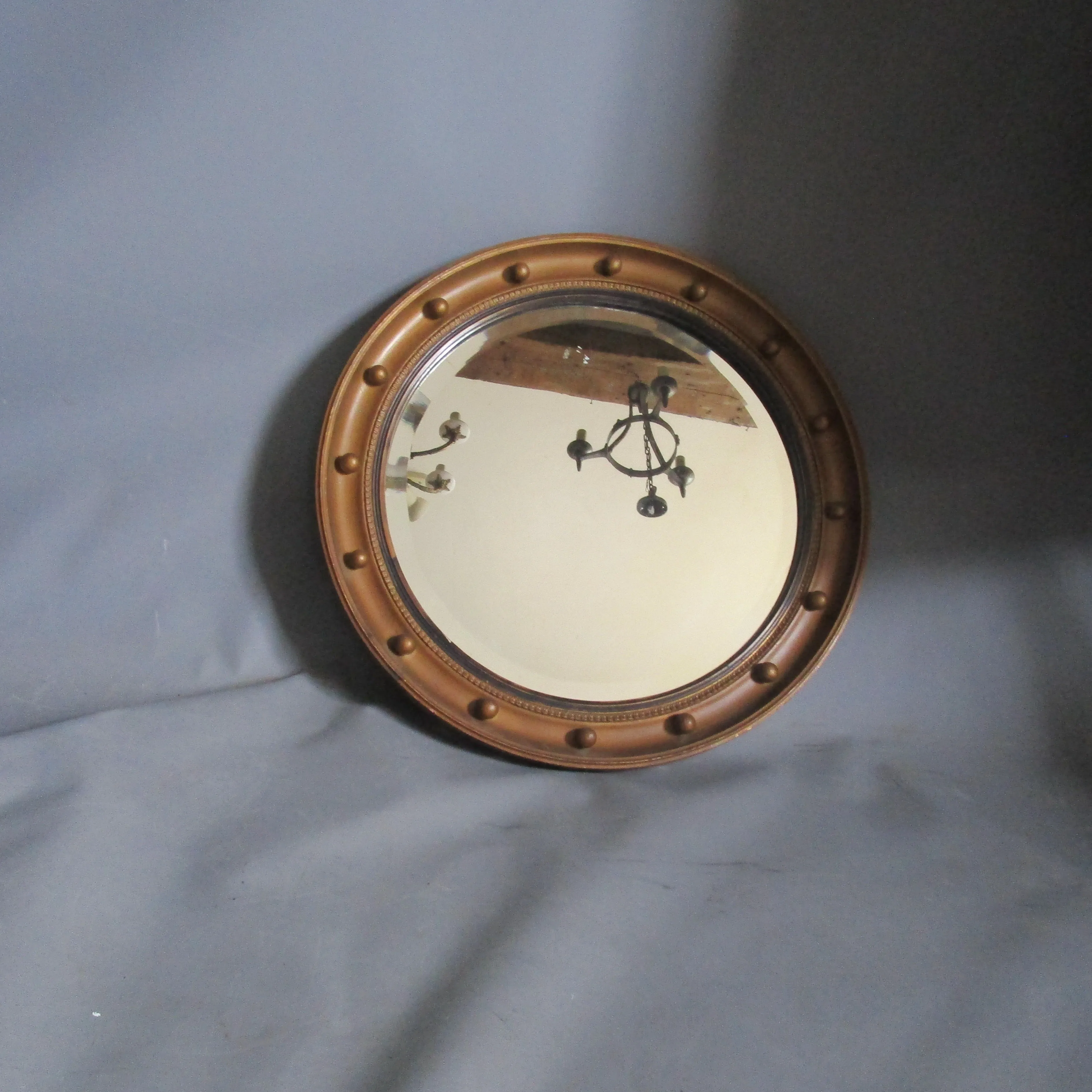 Classic Round Porthole Gilded Wall Mirror Vintage c1950