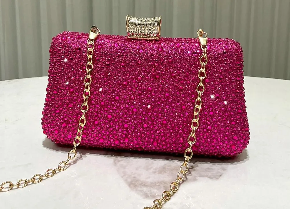 Clutch Purse Evening Bags Women 2025 Rhinestone Glitter Handbag Double Sided Diamond Chain Purse for Wedding Party