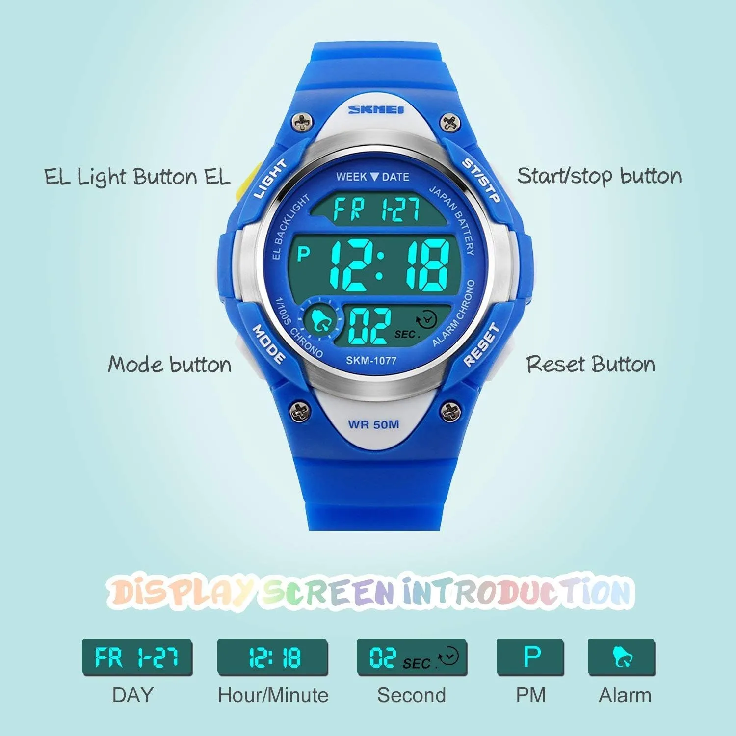 cofuo Boys Girls Sport Digital Watch, Kids Outdoor Waterproof Electronic Watches with LED Alarm Stopwatch