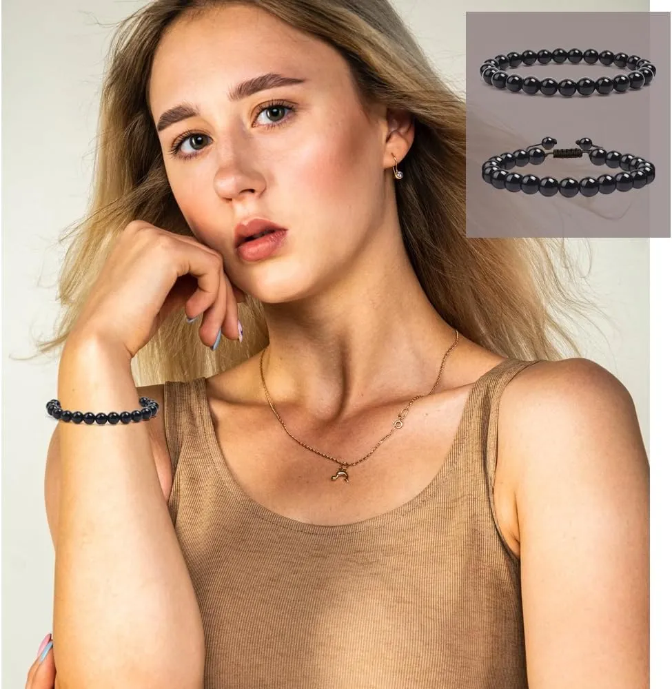 COLOYAN 2Pcs Semi-Precious Gemstone Bracelet - Healing Crystals Bracelets for Women Handmade Natural Stone Bracelets Set Adjustable Crystal Beads Bracelets Reiki Yoga Stretch Bracelets Jewelry