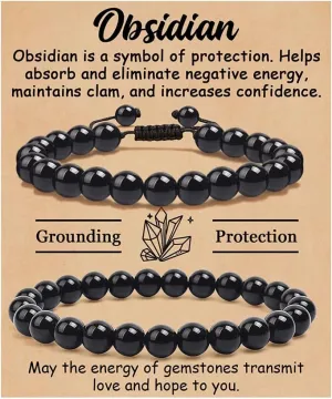 COLOYAN 2Pcs Semi-Precious Gemstone Bracelet - Healing Crystals Bracelets for Women Handmade Natural Stone Bracelets Set Adjustable Crystal Beads Bracelets Reiki Yoga Stretch Bracelets Jewelry