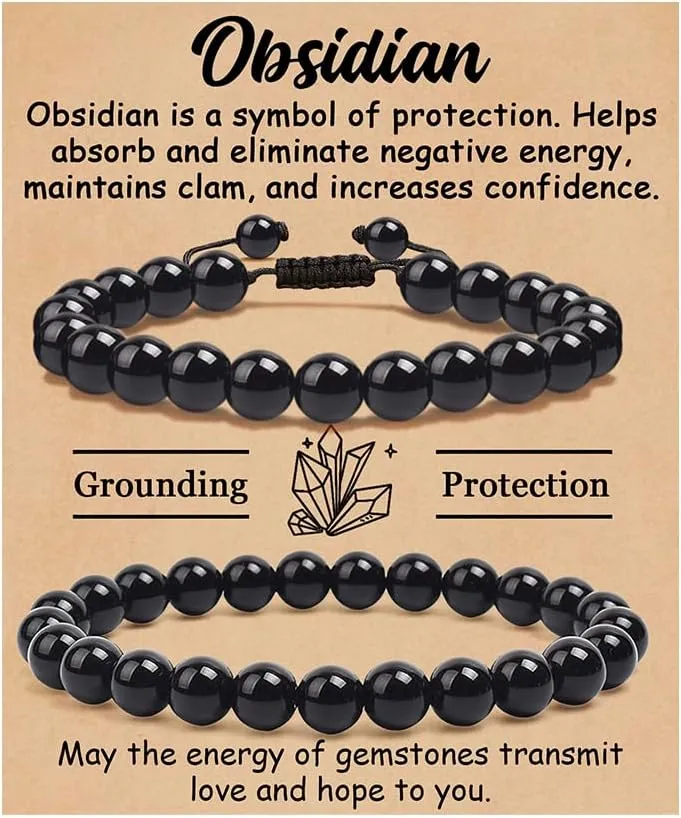 COLOYAN 2Pcs Semi-Precious Gemstone Bracelet - Healing Crystals Bracelets for Women Handmade Natural Stone Bracelets Set Adjustable Crystal Beads Bracelets Reiki Yoga Stretch Bracelets Jewelry