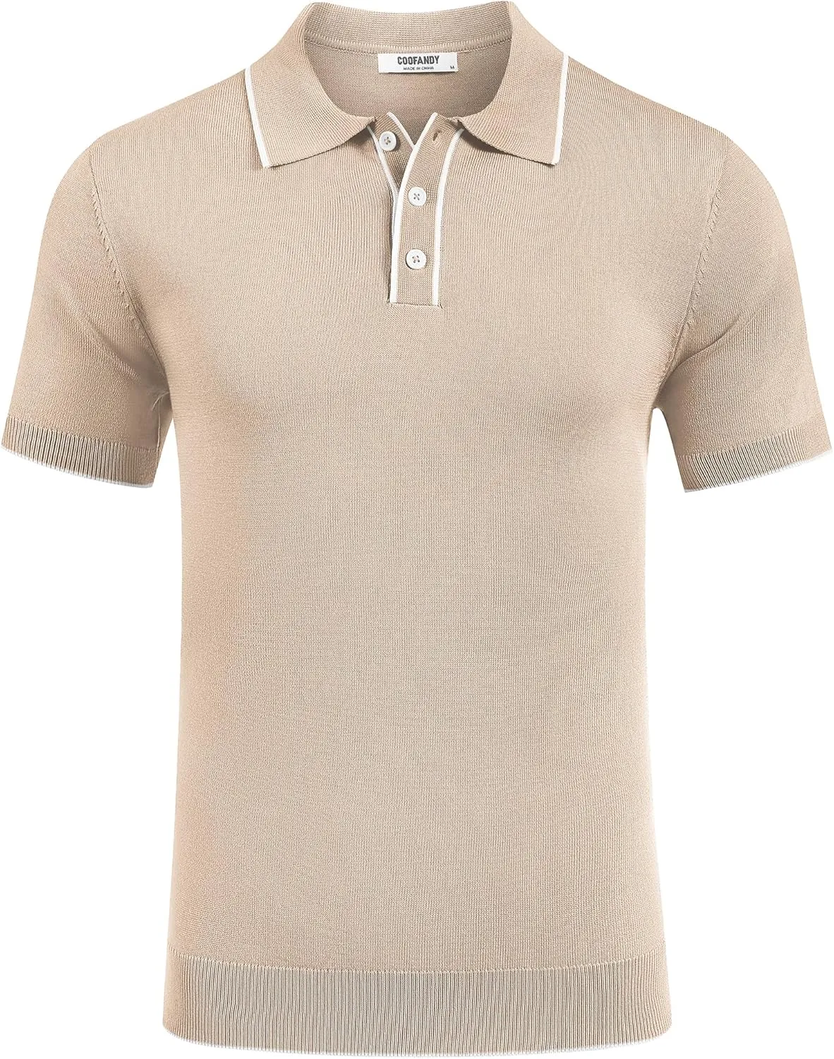 COOFANDY Mens Knit Polo Shirts Short Sleeve Vintage Stretch Polo T Shirts Casual Summer Golf Shirts
