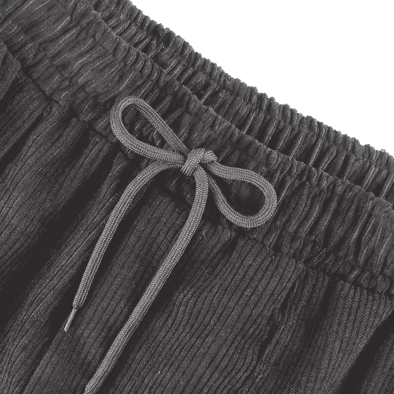 Corduroy Pants for Women Casual Drawstring Elastic High Waisted Straight Leg Pants Loose Comfy Trousers with Pockets