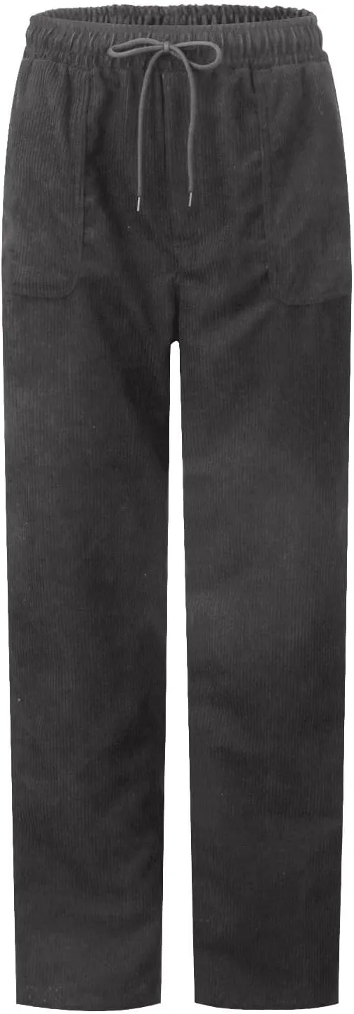 Corduroy Pants for Women Casual Drawstring Elastic High Waisted Straight Leg Pants Loose Comfy Trousers with Pockets