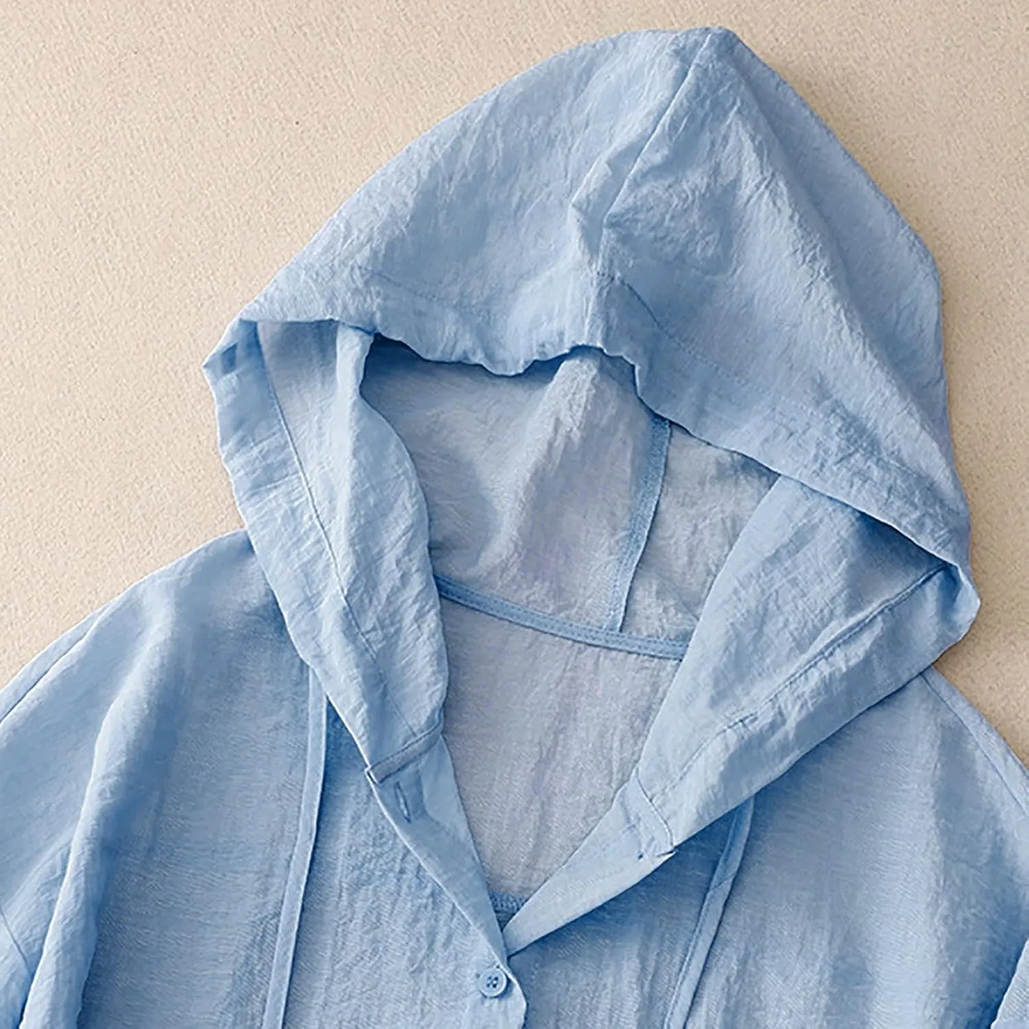 Cotton Linen Hoodie Tops Womens 2025 Summer Hooded Long Sleeve Shirts Ladies Dressy Casual Button Down Blouses Tees