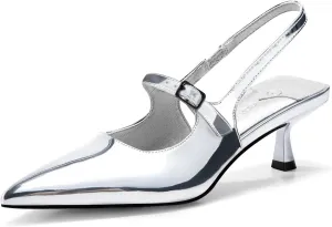 Coutgo Slingback Kitten Heels for Womens 2024 Pumps Party Dress Shoes