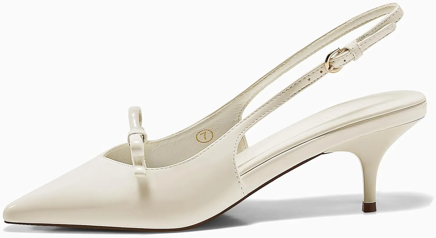 Coutgo Womens Bow Slingback Heels Low Kitten Heel Pumps Closed Pointed Toe Party Wedding Dress Shoes