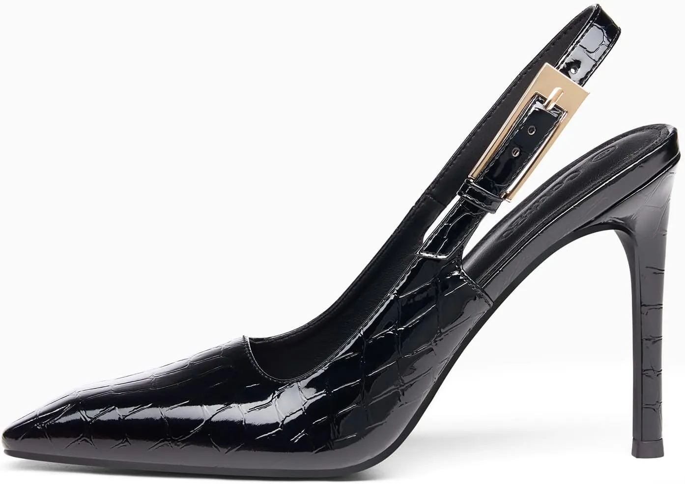 Coutgo Women's Slingback High Heels Pointed Toe Stilettos Metal Buckle Dress Party Pump Shoes