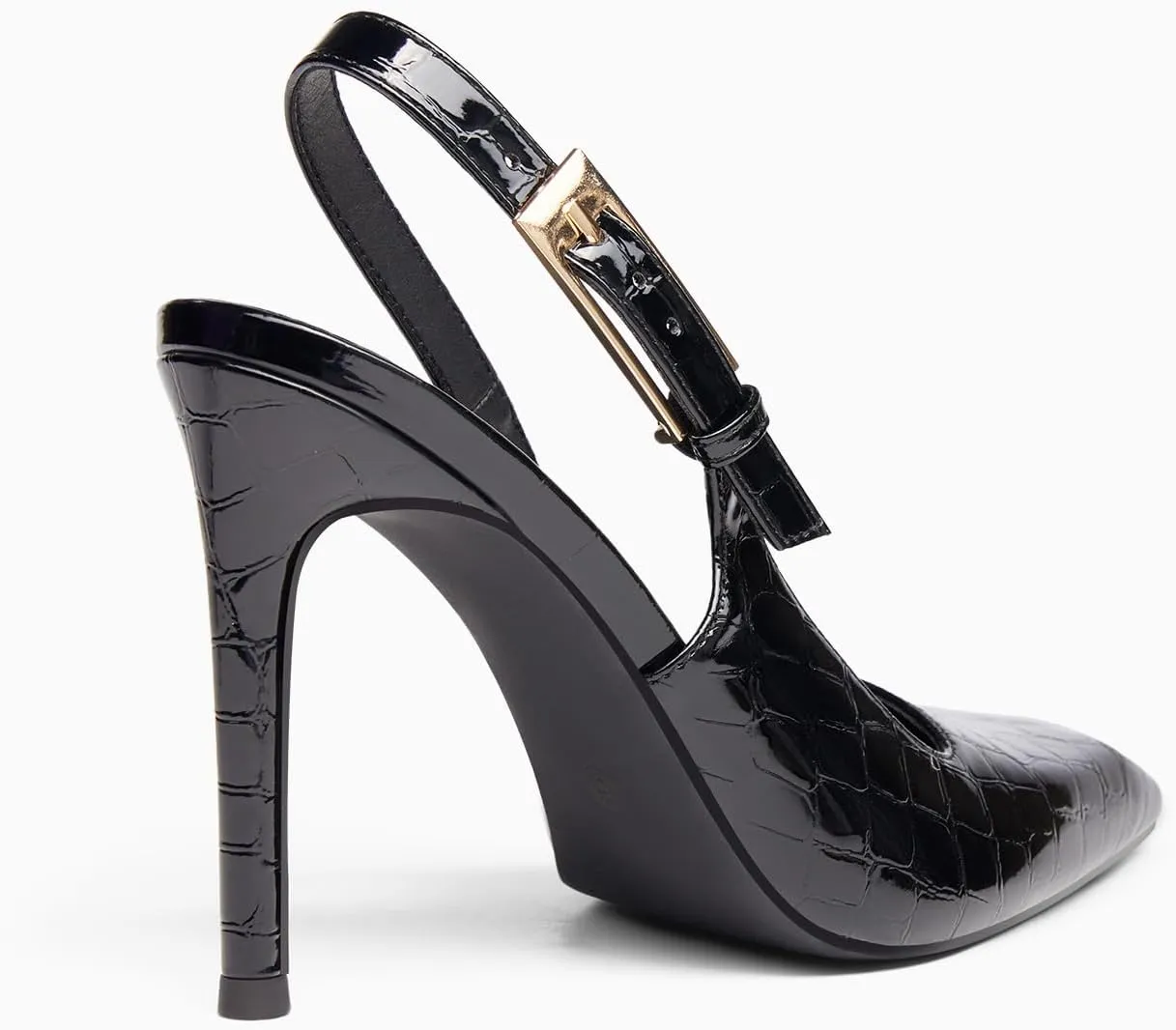 Coutgo Women's Slingback High Heels Pointed Toe Stilettos Metal Buckle Dress Party Pump Shoes