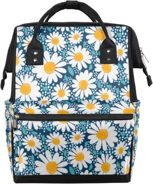 Creative Floral Chamomile Diaper Bag Tote Large Capacity Waterproof with Adjustable Shoulder Strap and Pram Straps Mommy Bag for Hospital Beach Weekender Travel