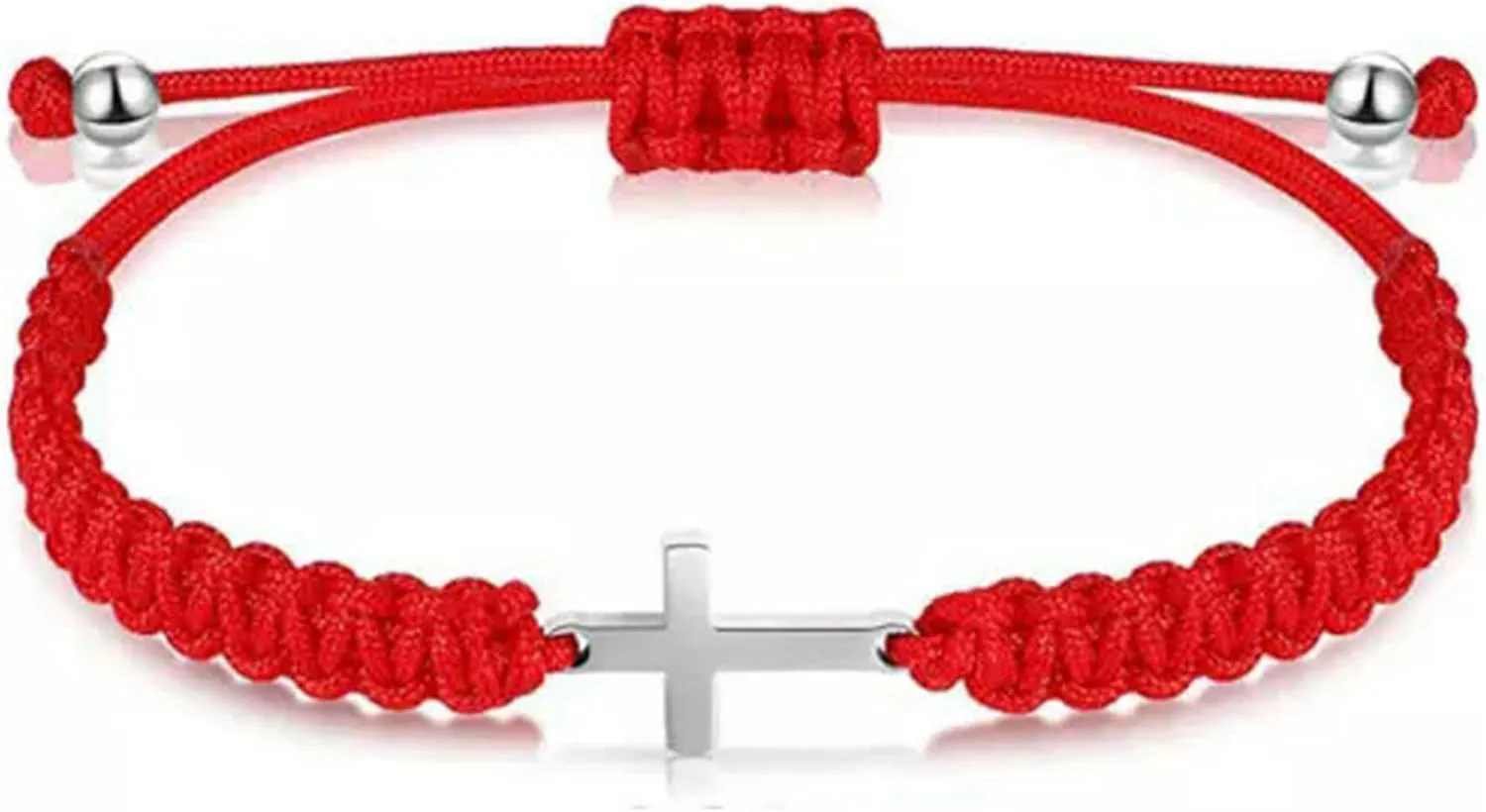 Cross Charm Bracelets Adjustable Woven Braided Bracelets Gifts-Red