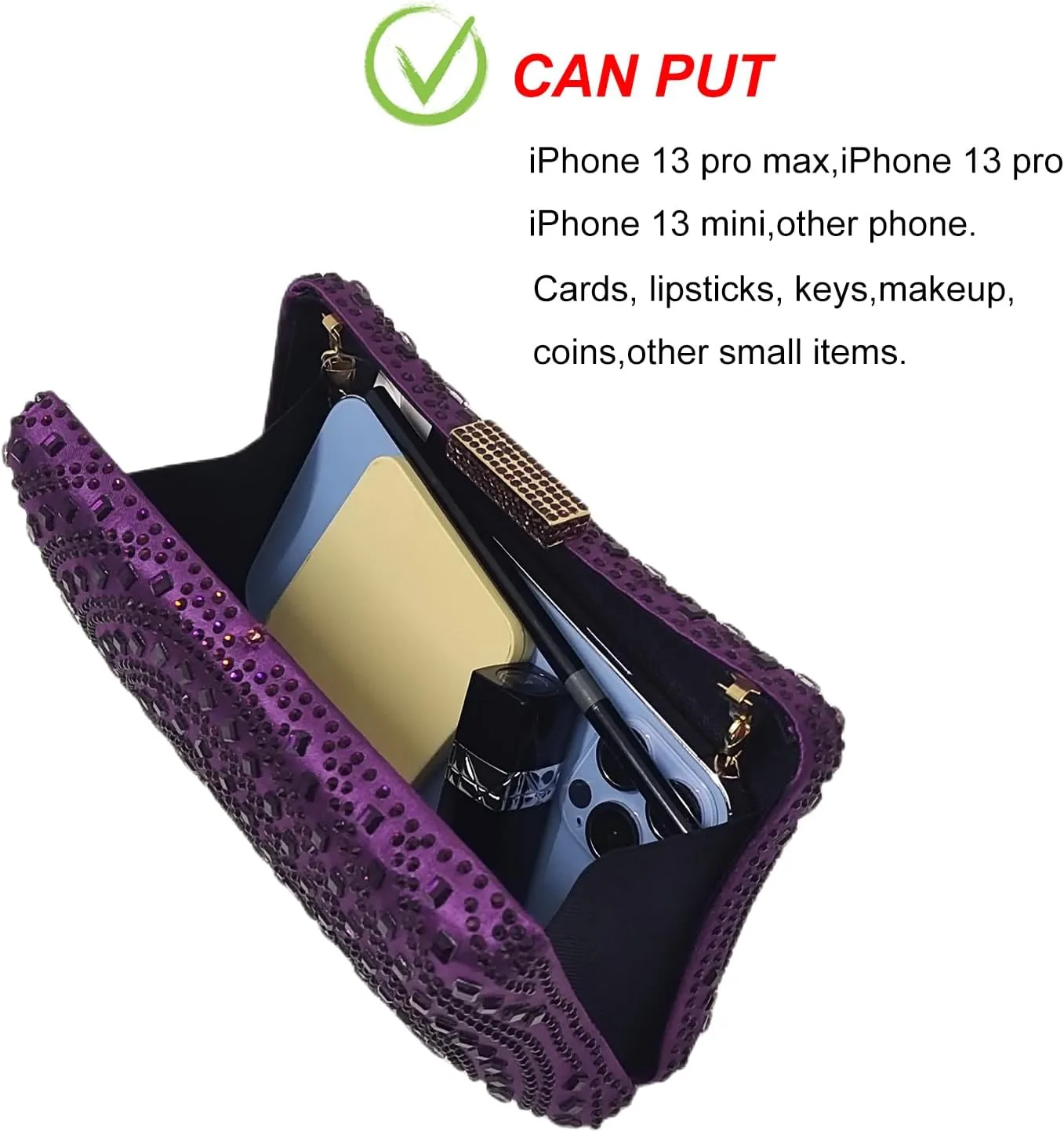 Crystal Box Clutch Rhinestone Handbags For Women Party Purse Wedding Evening Bag