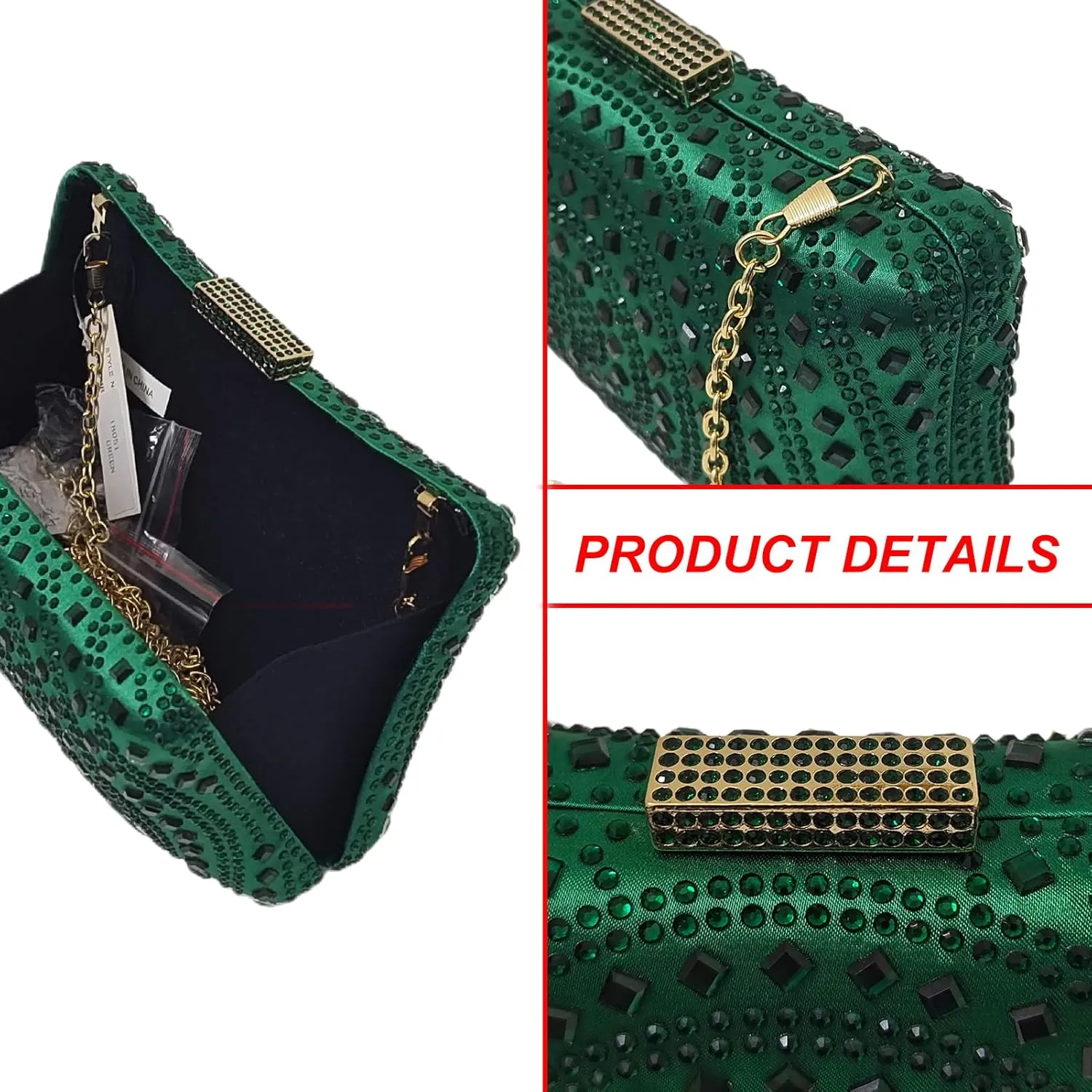 Crystal Box Clutch Rhinestone Handbags For Women Party Purse Wedding Evening Bag