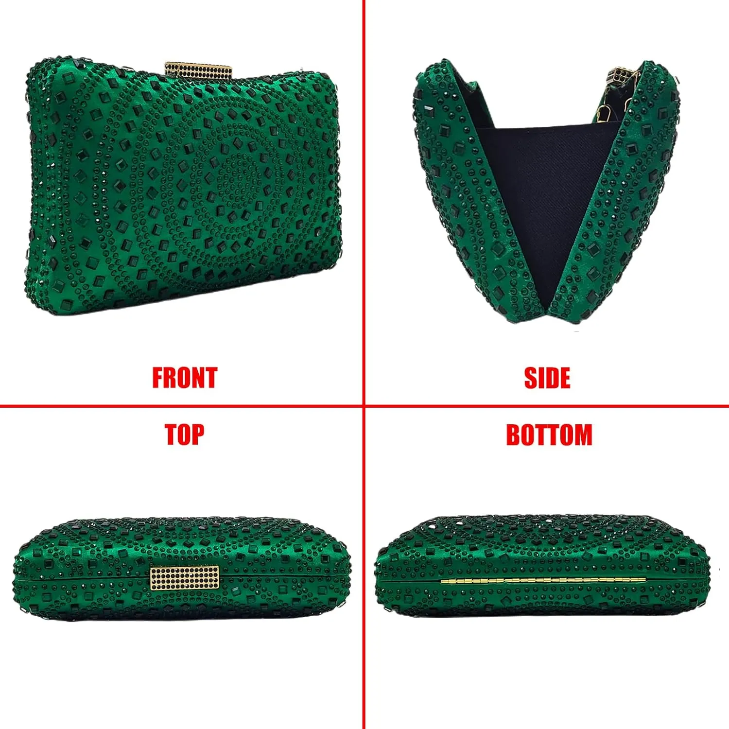 Crystal Box Clutch Rhinestone Handbags For Women Party Purse Wedding Evening Bag