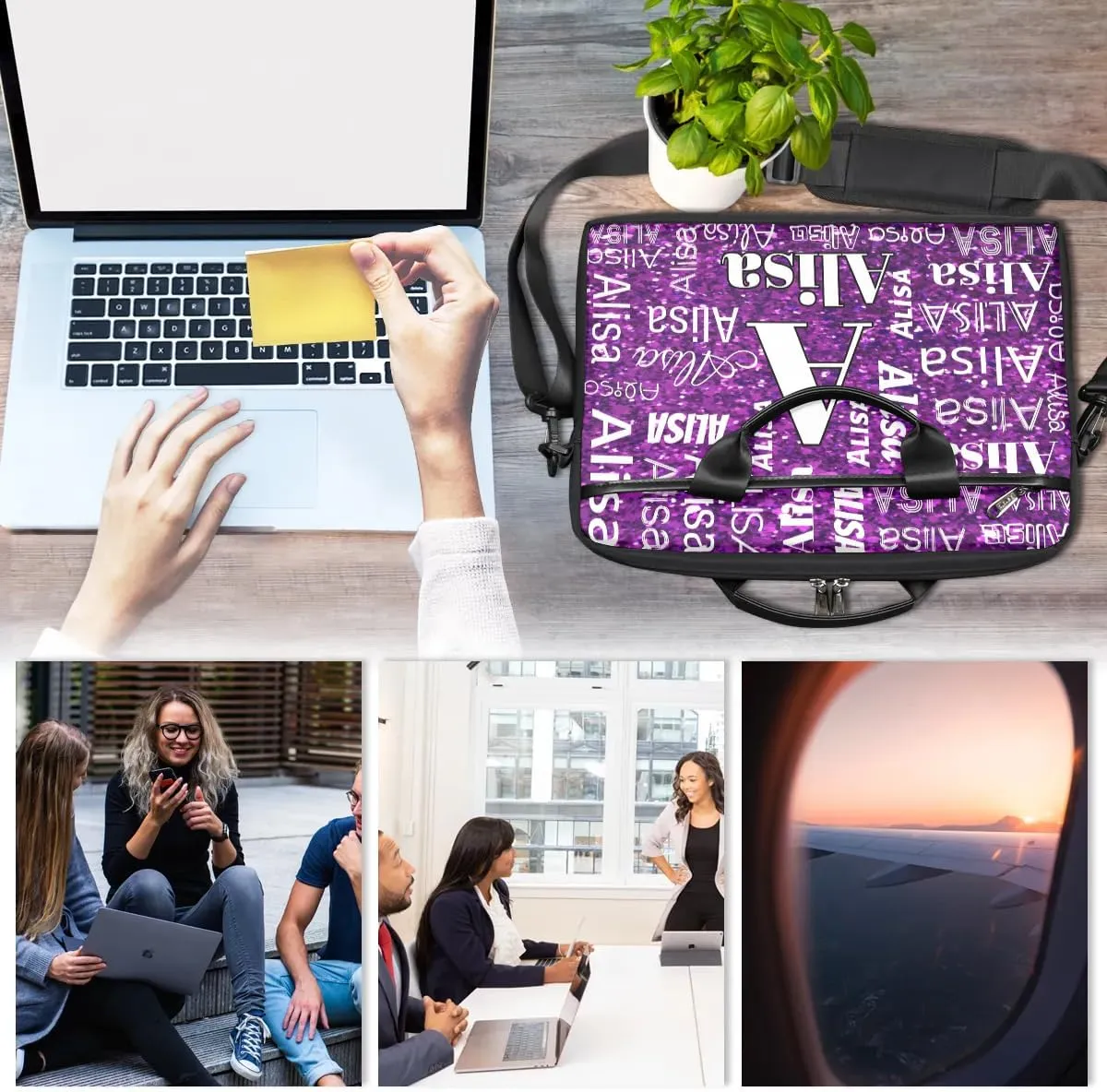 Custom Laptop Bag for Women Men Personalized Name 13 14 15.6 inch Laptop Messenger Shoulder Bags