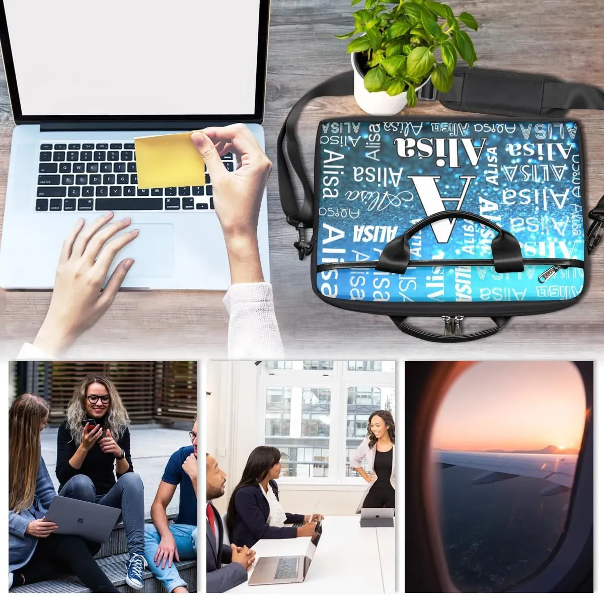 Custom Laptop Bag for Women Men Personalized Name 13 14 15.6 inch Laptop Messenger Shoulder Bags