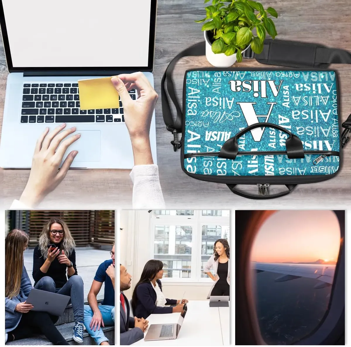 Custom Laptop Bag for Women Men Personalized Name 13 14 15.6 inch Laptop Messenger Shoulder Bags