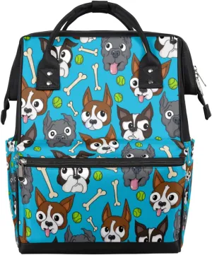 Cute Dog Print Diaper Bag Tote Large Capacity Waterproof with Adjustable Shoulder Strap and Pram Straps Mommy Bag for Hospital Beach Weekender Travel