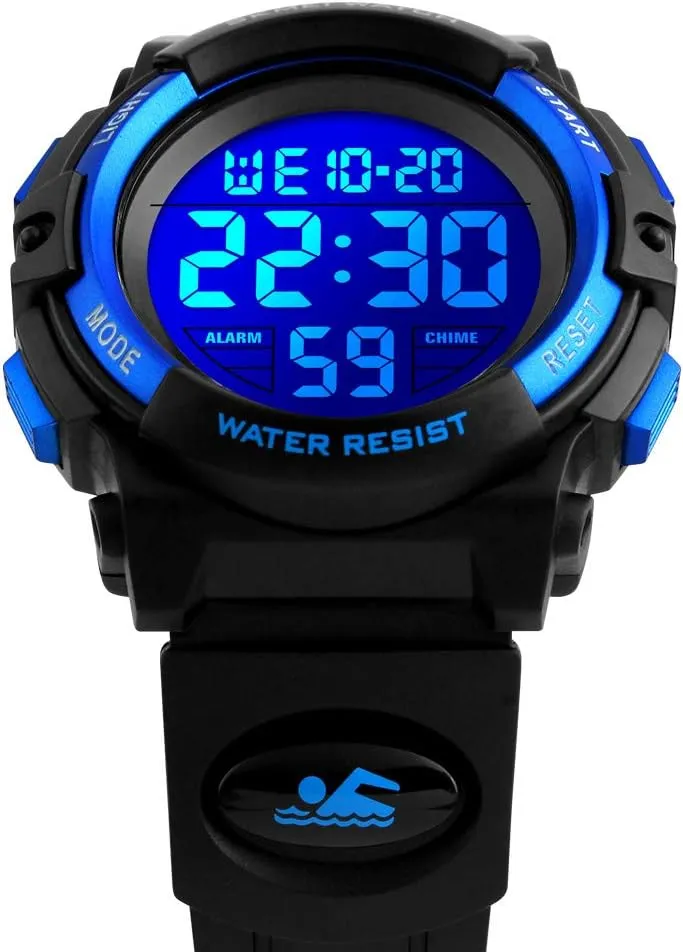 Dayllon Kids Digital Watch Boys Outdoor Sports 50M Waterproof Girls Watches Alarm Clock 12/24 H Stopwatch Calendar for Ages 3-15 Boy Girl Wristwatch Kids Gift
