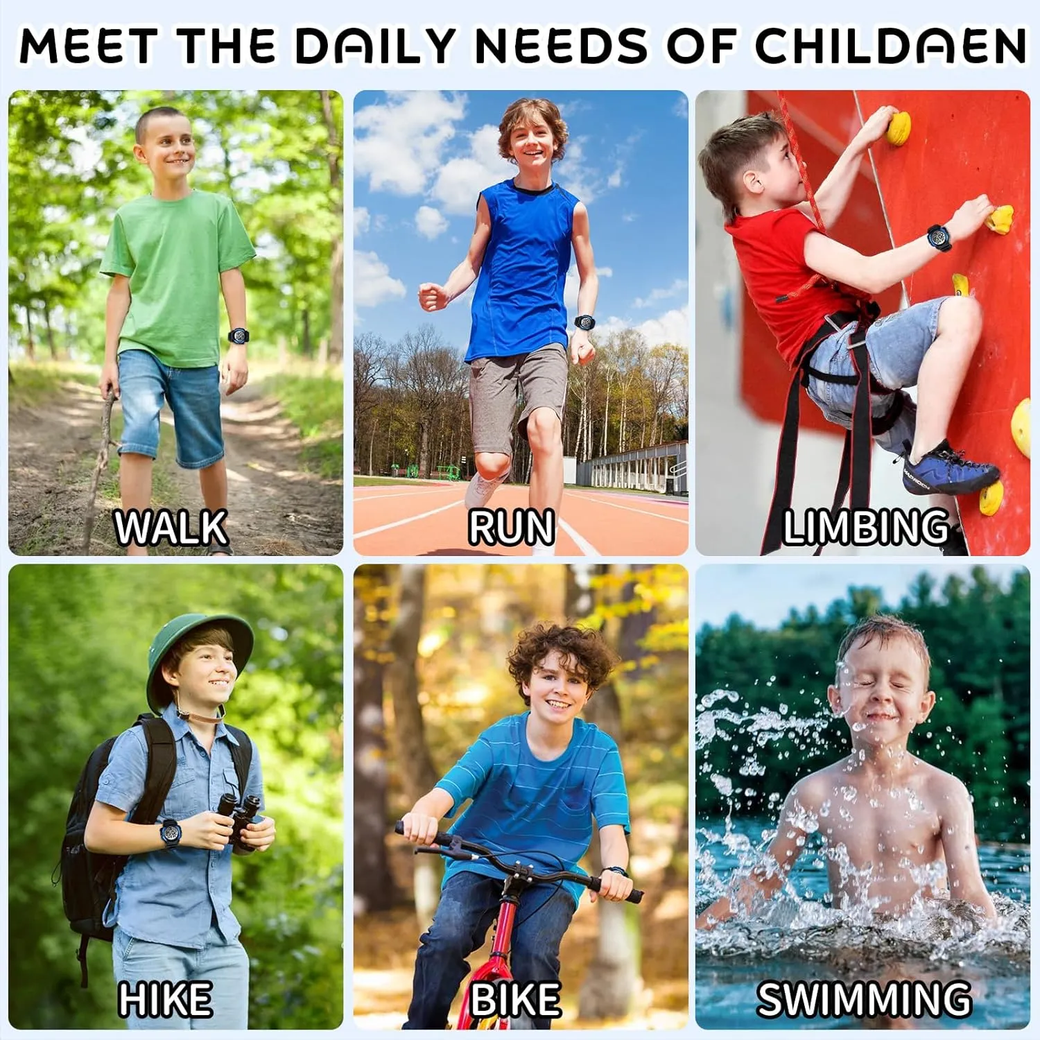 Dayllon Kids Digital Watch Boys Outdoor Sports 50M Waterproof Girls Watches Alarm Clock 12/24 H Stopwatch Calendar for Ages 3-15 Boy Girl Wristwatch Kids Gift